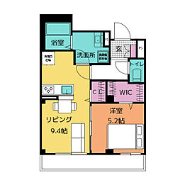 フランジュール下新城 202 2階1LDKの間取り
