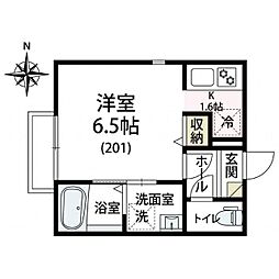 Laid　Back　武蔵小杉 2階1Kの間取り
