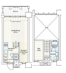 ドゥーエ新丸子 3階ワンルームの間取り