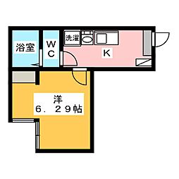 リオグランデ上平間 1階1Kの間取り