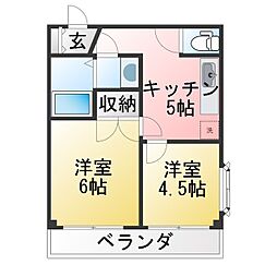 フォレストカイラ 2DKの間取図画像