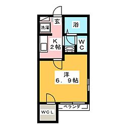 リーブル 1Kの間取図画像