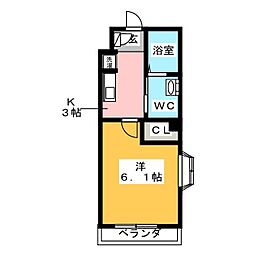 レフィーノ元住吉 1Kの間取図画像