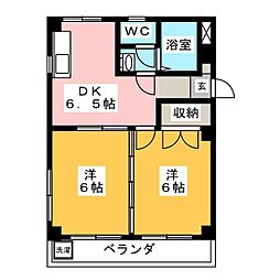トアベール 2DKの間取図画像