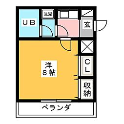 ライオンズマンション元住吉第2 1Kの間取図画像