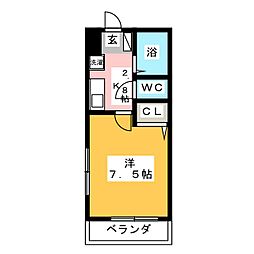 プルミエール 1Kの間取図画像