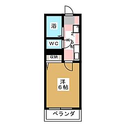 カーサプリマベーラ 1Kの間取図画像