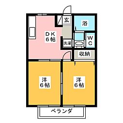 プリーマハイツ 2DKの間取図画像