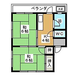 マンション桑島 2Kの間取図画像