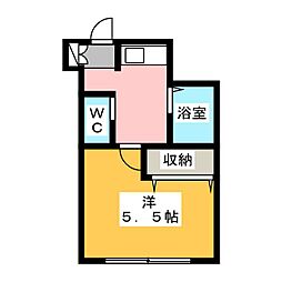 ピュアランドハイツ 1階1Kの間取り