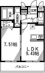 グランドール青葉 1LDKの間取図画像