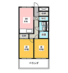 第二飯田ビル 2DKの間取図画像