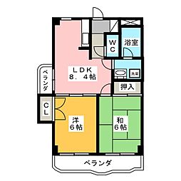 クレスト市ケ尾 2DKの間取図画像