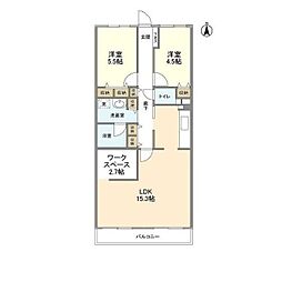 エスポワール松風台3番館 2LDKの間取図画像