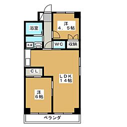 シャトー・ド・グリンリーブ 2LDKの間取図画像