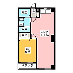 吉浜マンション 1LDKの間取図画像