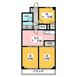 カーサー・ウチノ 3DKの間取図画像