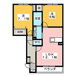 コラージュガーデン 2LDKの間取図画像