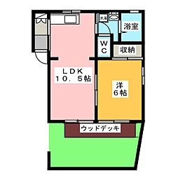 ミルキーウェイB 1LDKの間取図画像