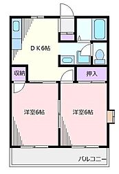 グランドール青葉台 2DKの間取図画像