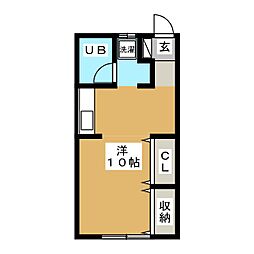 さくらハイツ 1階ワンルームの間取り