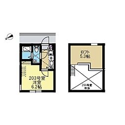 ベルアージュ日吉本町 2階1Kの間取り