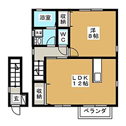 ヴィレッジ坂倉2 1LDKの間取図画像