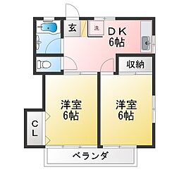 ハイツ吉原 2DKの間取図画像