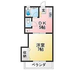 エスポワール2 1DKの間取図画像