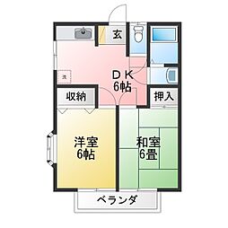 ドミール泉田 2DKの間取図画像