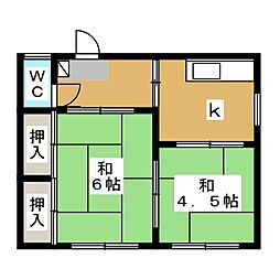 深瀬荘 2Kの間取図画像