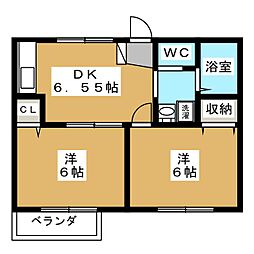 グリーンハイツ2 2DKの間取図画像