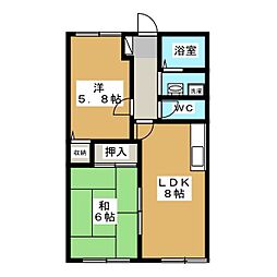 サニーハウス 2DKの間取図画像