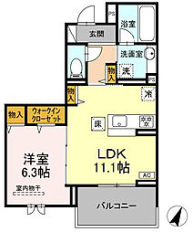 シャルマン日吉本町 1LDKの間取図画像