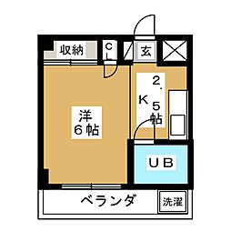 クレール日吉 ワンルームの間取図画像