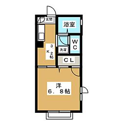 アムール 1Kの間取図画像