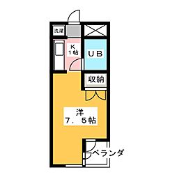 小杉マンション 1階ワンルームの間取り