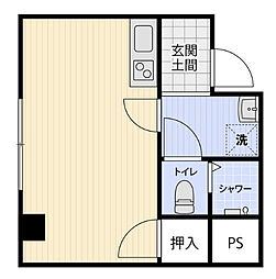 プルメリア中丸 2階ワンルームの間取り