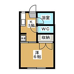 フォーブルイトウII 1階1Kの間取り