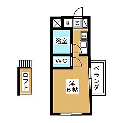 YOKOHAMA BAY HILLS 3階ワンルームの間取り