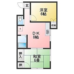 ウッディーハイツ 2DKの間取図画像