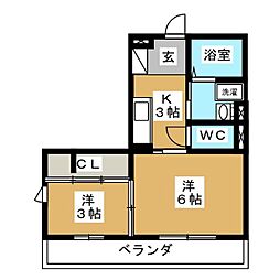 SIGNATURE05片倉レジデンス 2Kの間取図画像