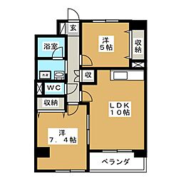 ベイイースト 2LDKの間取図画像