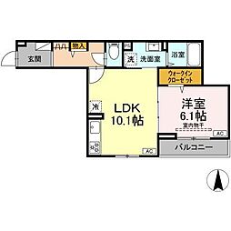 D Paina松見町 1LDKの間取図画像