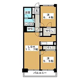 CASSIA横濱ガーデン山 2LDKの間取図画像
