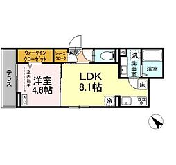 D Paina西寺尾 1LDKの間取図画像