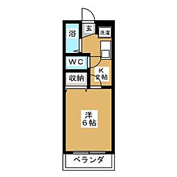舟本ビル 1Kの間取図画像