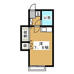 ヴァイルヘン・ハイム ワンルームの間取図画像