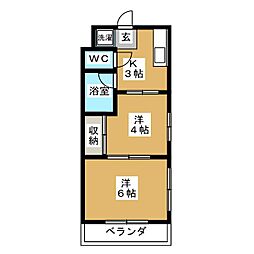 コーポ反町 2Kの間取図画像