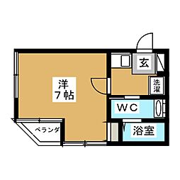 グリーンコート反町 1Kの間取図画像